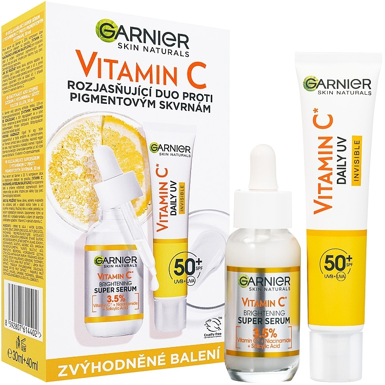 Набор - Garnier Skin Naturals Vitamin C Set (f/serum/30ml + f/fluid/40ml) — фото N1