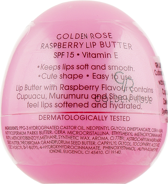 Бальзам-масло для губ, малина - Golden Rose Lip Butter SPF15 Raspberry — фото N1