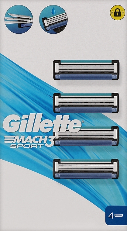 Сменные кассеты для бритья, 4 шт. - Gillette Mach 3 Sport — фото N1