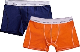 Трусы-транки мужские, 2 шт, джинс/оранжевые - Apriori — фото N1