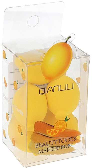 Спонжи для макияжа "Лимон", желтые, 5 шт - Qianlili Makeup Puff — фото N1