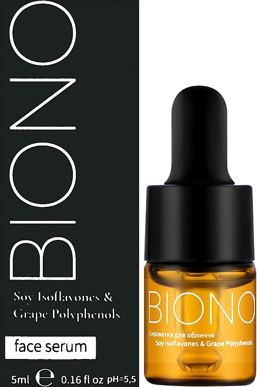 Антиоксидантна сироватка для обличчя - Biono Soy Isoflavones & Grape Polyphenols Face Serum (пробник) — фото N2