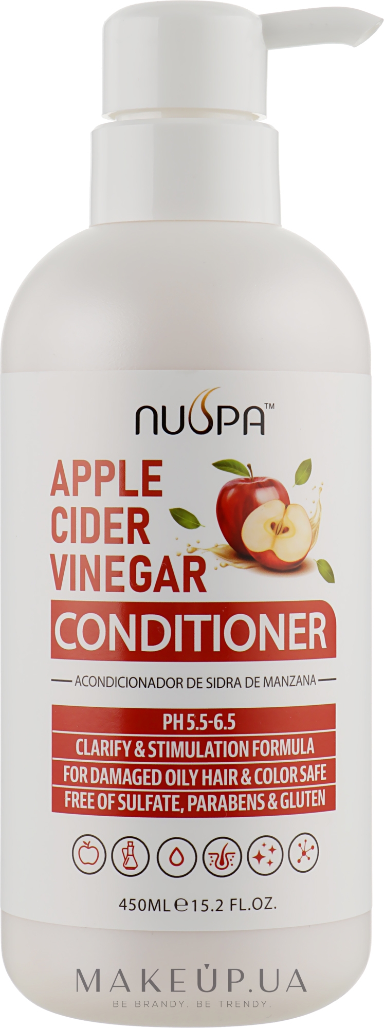 Кондиционер для волос с яблочным сидром - Clever Hair Cosmetics Nuspa Apple Cider Vinegar Conditioner — фото 450ml