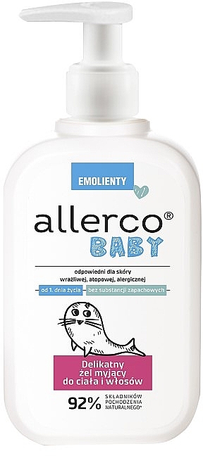 Ніжний гель для миття тіла та волосся - Allerco Baby Emolienty — фото N1