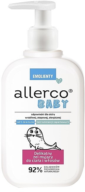 Нежный гель для мытья тела и волос - Allerco Baby Emolienty — фото N1