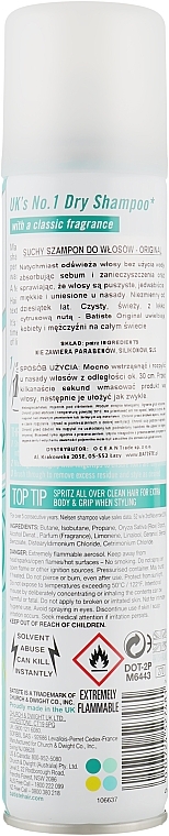УЦЕНКА Сухой шампунь - Batiste Dry Shampoo Clean and Classic Original * — фото N2
