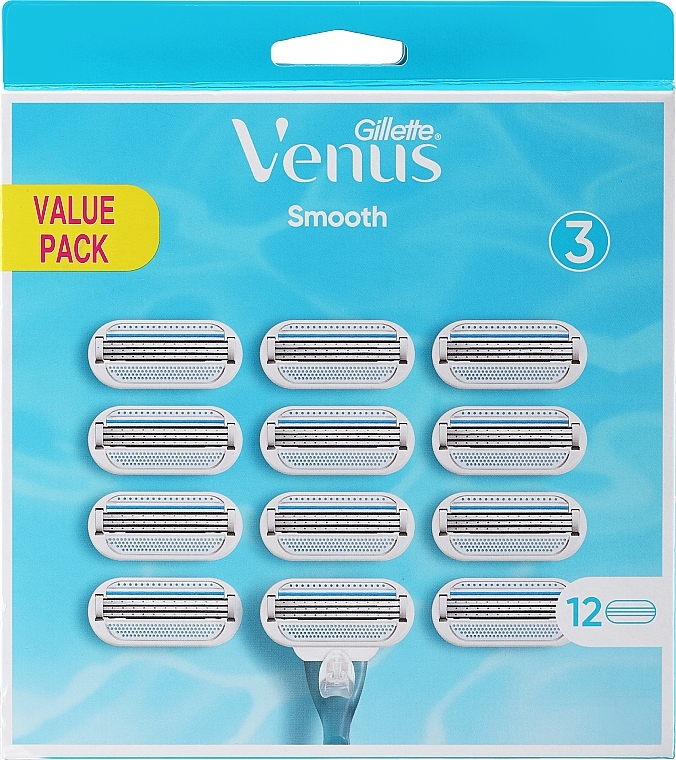 Змінні касети для гоління, 12 шт. - Gillette Venus Smooth — фото N1