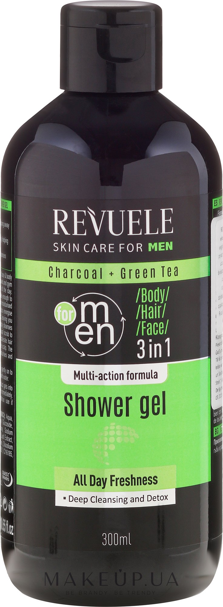 Гель для душа - Revuele Men Charcoal Green & Tea 3in1 Body, Hair & Face Shower Gel — фото 300ml