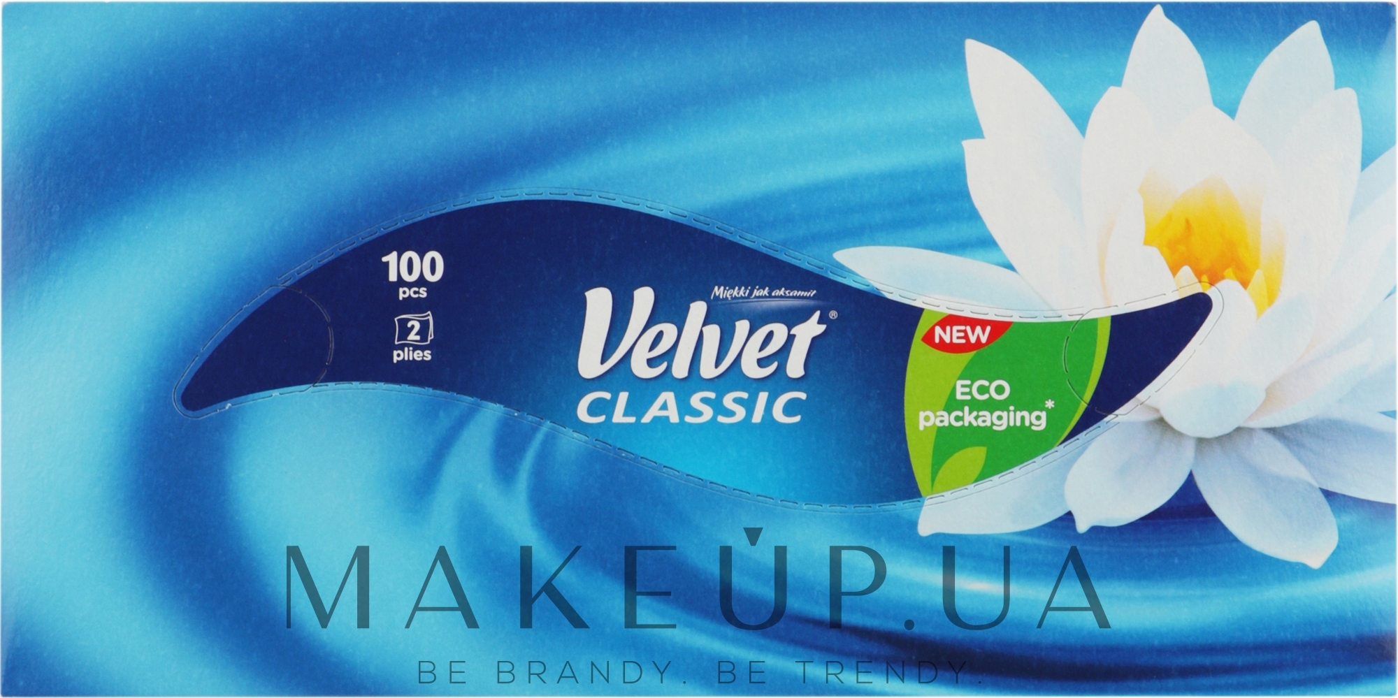 Серветки у коробці двошарові "Classic", 100 шт., сині з квіткою - Velvet — фото 100шт