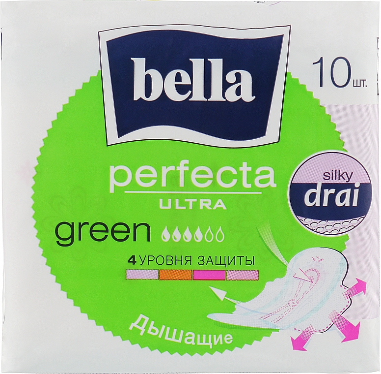 Прокладки Perfecta Green Drai Ultra, 10шт - Bella