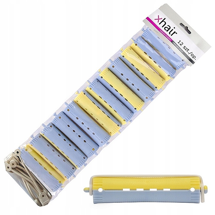 Бигуди-коклюшки для холодной завивки, d22 мм, желто-голубые, 12 шт - Xhair — фото N1