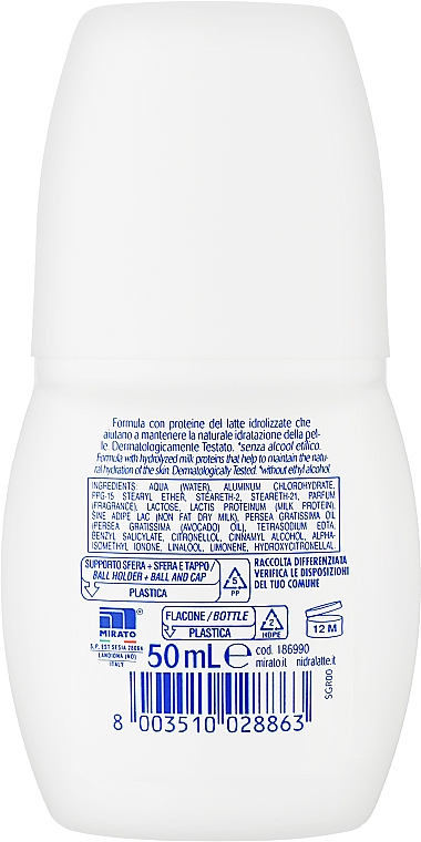Дезодорант роликовый увлажняющий с молочными протеинами - Nidra Deolatte Idratante 48H Deo Roll-on — фото N2