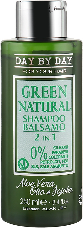 Шампунь-бальзам 2в1 с маслом жожоба и алоэ вера для всех типов волос - Alan Jey Green Natural Shampoo-Balsam — фото N1