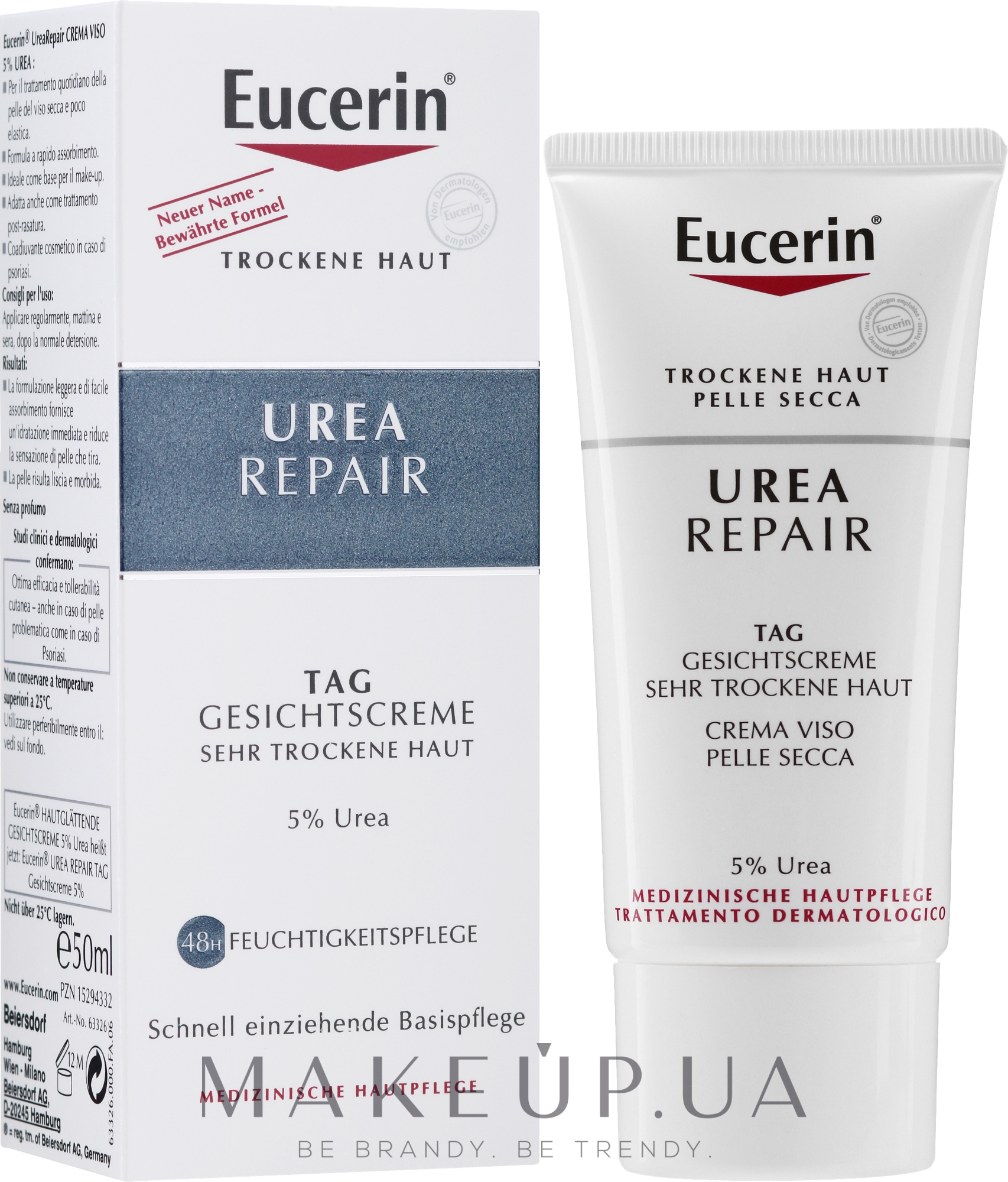 Дневной крем для разглаживания кожи с 5% мочевины - Eucerin Urea Repair  — фото 50ml