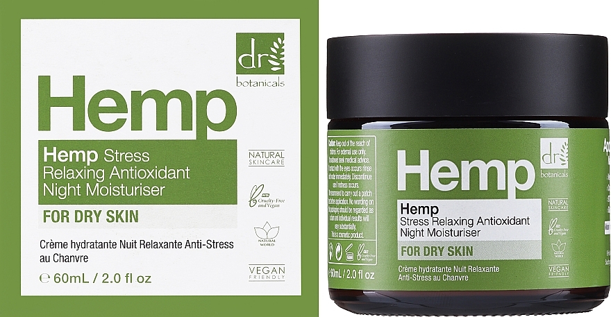 Ночной крем для лица - Dr Botanicals Hemp Stress Relaxing Antioxidant Night Moisturiser — фото N2