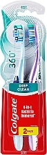 Зубна щітка "Суперчистота", м'яка, світло-блакитна та фіолетова - Colgate 360 Whole Mouth Clean Soft — фото N1