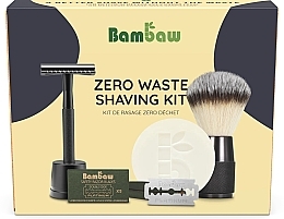 Парфумерія, косметика Набір - Bambaw Zero Waste Shaving Kit Black (razor + sh/soap/80g + sh/brush/1pcs + blades/5pcs)