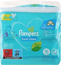Детские влажные салфетки "Fresh Clean", 6x52шт - Pampers — фото N5