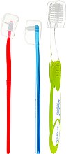 Набор для чистки брекет-систем, салатовая + синяя щетка - Dentonet Pharma Brace Kit (t/brush/1шт+single/brush/1шт+holder/1шт+d/s/brush/3шт) — фото N2