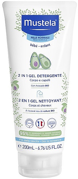 Ніжний очищувальний гель для тіла й волосся - Mustela 2In1 Gel Detergente — фото N1