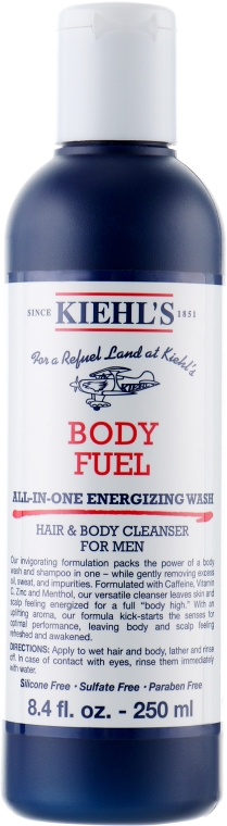 Мужской очищающий и тонизирующий гель для тела и волос - Kiehl's Body Fuel All-in-One Energizing Wash — фото N1