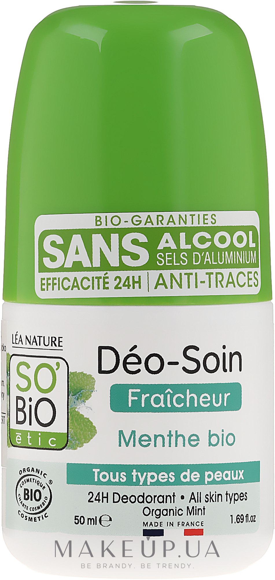 Дезодорант шариковый с бамбуковой пудрой - So’Bio Etic Deo Fresh Deodorant Mint All Skin Types — фото 50ml