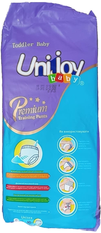 Подгузники-трусики Premium, размер XL, 12-17 кг, 40 шт. - Unijoy — фото N2
