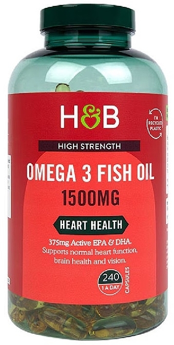 Харчова добавка "Омега-3", 1500 мг - Holland & Barrett Omega 3 Fish Oil 1500mg — фото N1