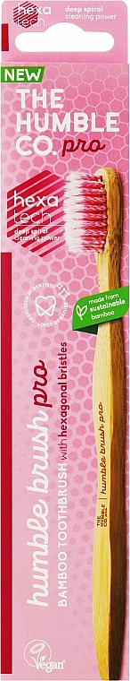 Бамбуковая зубная щетка, мягкая, розовая - The Humble Co Pro Hexatech — фото N1