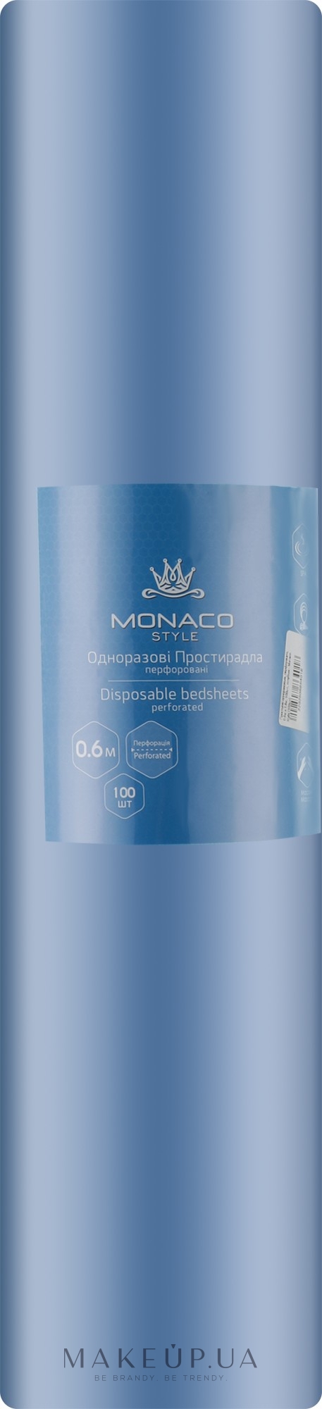 Простыни одноразовые, перфорация, 0.6м х 1.8м, 100шт, голубые - Monaco Style — фото 100шт