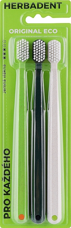 Зубная щетка мягкая, в ЭКО упаковке, 3шт - Herbadent Toothbrush — фото N1