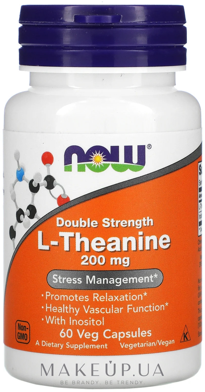 Пищевая добавка "L-теанин", 200 мг - Now Foods L-Theanine Double Strength Veg Capsules — фото 60шт