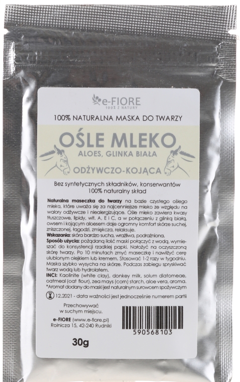 Заспокійлива маска - E-Fiore Nute Milk Mask Nourishing Soothing, Oats, Aloe, Beauty Ritual — фото N1