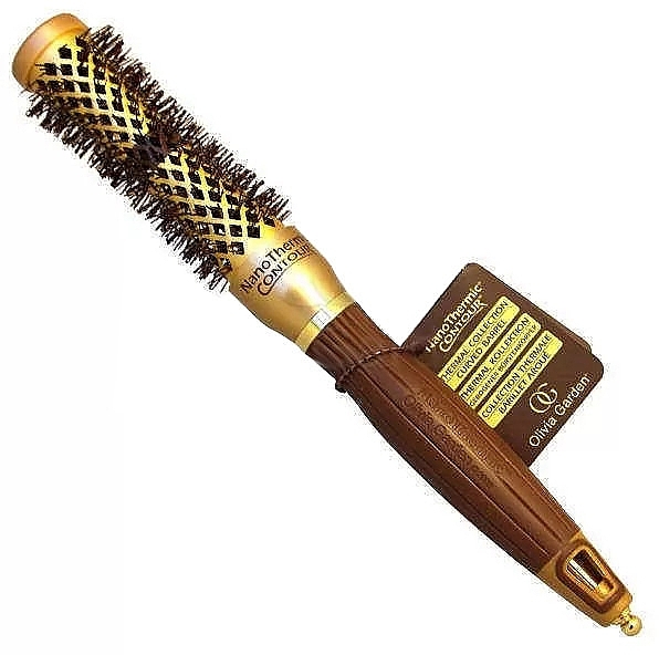 Термобрашинг для волосся, 25 мм - Olivia Garden Expert Blowout Curl Wavy Bristles Gold & Brown — фото N1