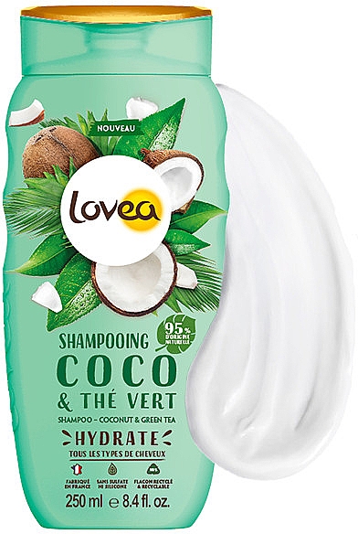 Шампунь для волосся "Кокос і зелений чай" - Lovea Shampoo Coconut & Green Tea — фото N3