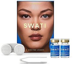 Парфумерія, косметика Кольорові контактні лінзи "Sapphire", 6 місяців - Swati 6-Months Deep-Sea Blue Coloured Lenses