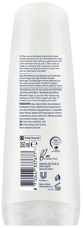Увлажняющий легкий кондиционер для волос - Dove Daily Moisture Light Conditioner Everyday Care For Fine Hair — фото N2