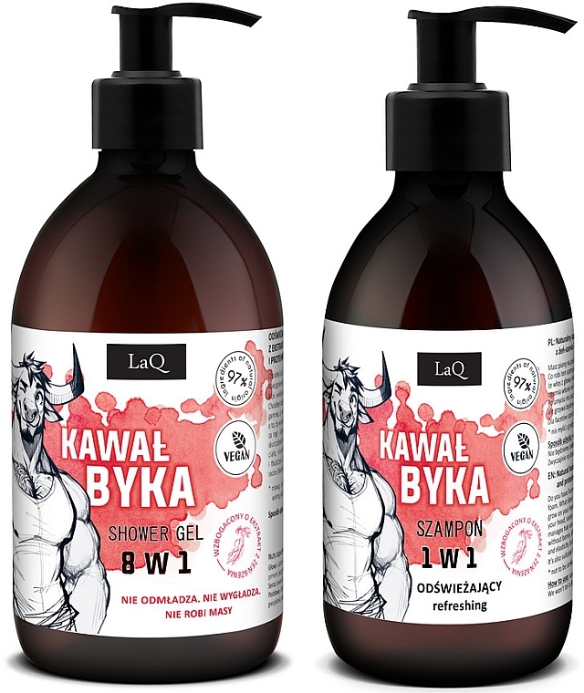 Набор для мужчин "Kawał Byka" - LaQ (sh/gel/500ml + shm/300ml) — фото N1