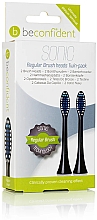 Змінні насадки для електричних зубних щіток, чорні, 2 шт. - Beconfident Sonic Regular Brush Heads Black 2 Units — фото N1