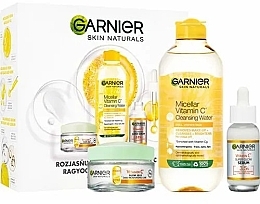 Набор - Garnier Skin Naturals Vitamin C (micell/water400ml + f/gel/50ml + f/ser/30ml) — фото N1