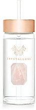 Скляна пляшка для води з рожевим кварцом і трубочкою, 400 мл - Crystallove Glass Water Bottle with Pink Quartz and Straw — фото N7