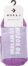 Жіночі короткі шкарпетки з кумедними написами, фіолетові - Moraj — фото N1