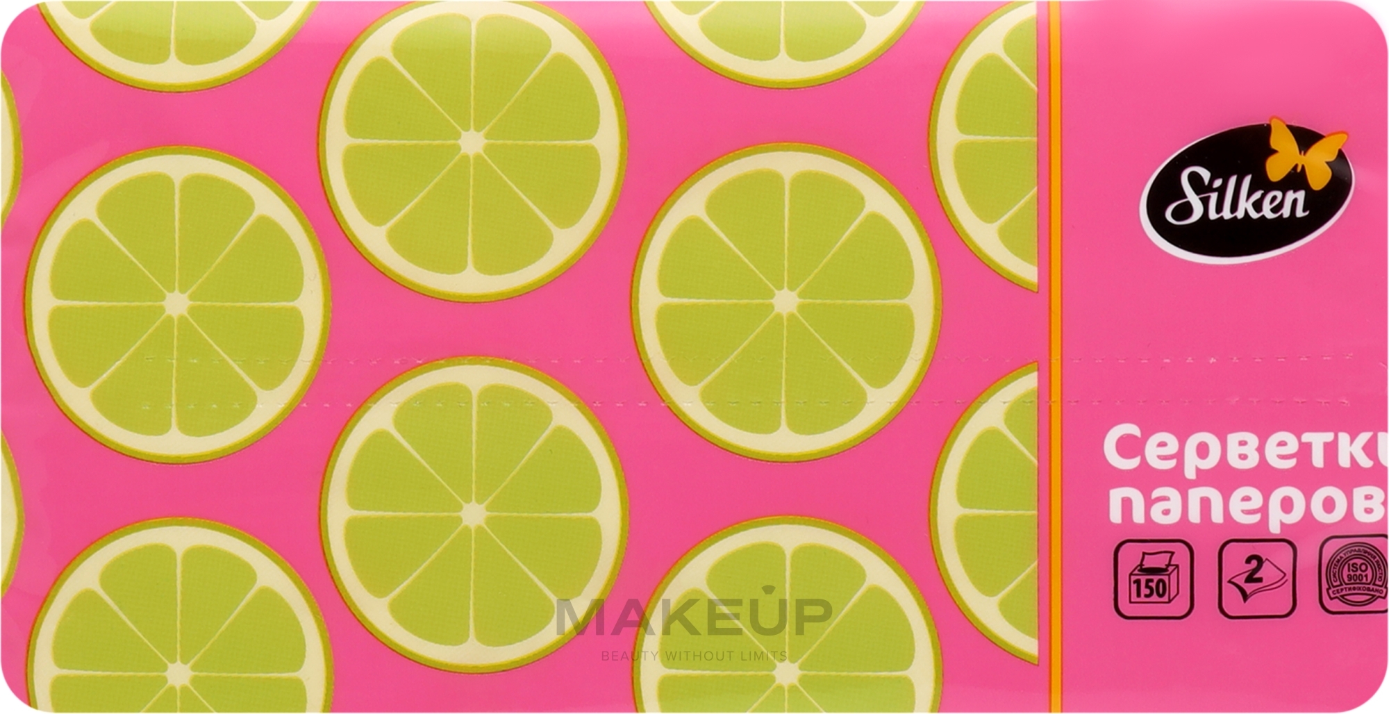 Салфетки бумажные в пленке "Лимоны", 2 слоя, 150 шт., розовые - Silken — фото 150шт