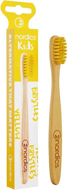 Дитяча бамбукова зубна щітка, м'яка, з жовтою щетиною - Nordics Bamboo Toothbrush — фото N1