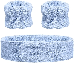 Набір аксесуарів для б'юті-процедур, блакитний "Easy Spa" - MAKEUP Spa Headband and Wristband Face Washing Blue — фото N1