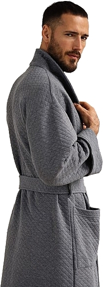 Чоловічий халат "Капітон", сірий меланж, XL - German Volf — фото N2