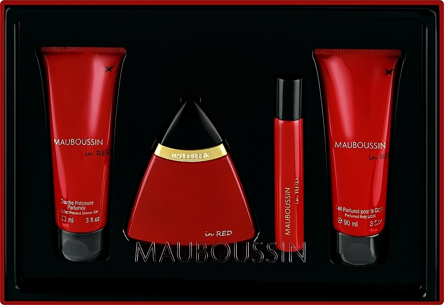 УЦЕНКА Mauboussin In Red - Набор (edp/100ml + edp/20ml + sh/gel/90ml + b/lot/90ml) * — фото N1