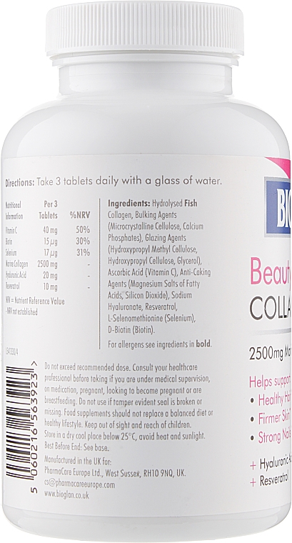 Таблетки з колагеном і гіалуроновою кислотою - Bioglan Beauty Collagen — фото N2