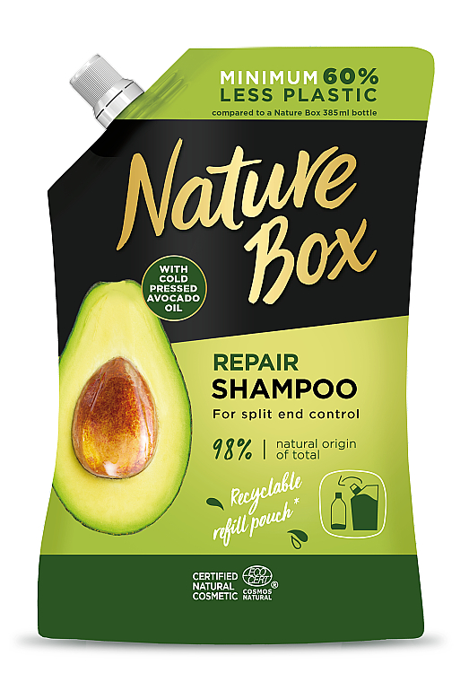 Шампунь для волос с маслом авокадо - Nature Box Avocado Oil Shampoo Refill Pack (запасной блок) — фото N1