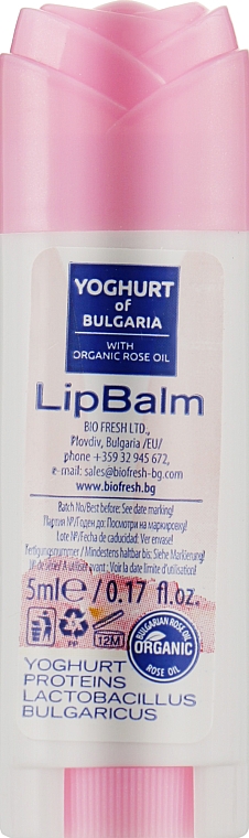 Бальзам для губ c пробиотиком и органическим розовым маслом - BioFresh Yoghurt & Organic Rose Oil Lip Balm — фото N1